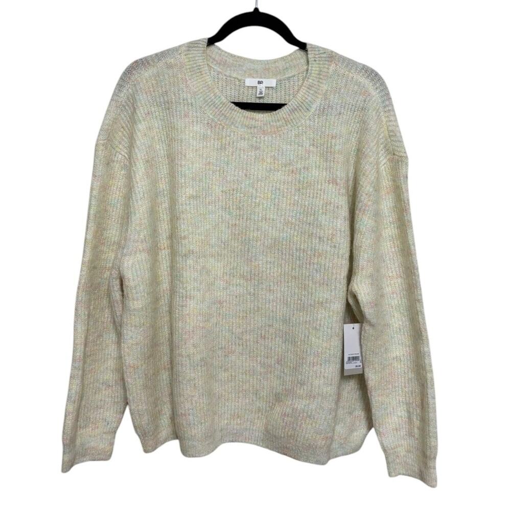 NWT BP Nordstrom Crewneck Sweater in Pastel Rainbow Knit - Size XL
